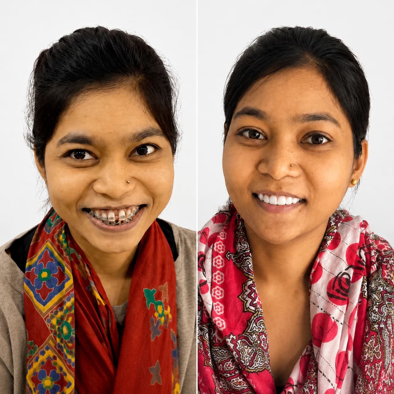 Before and after braces transformation result