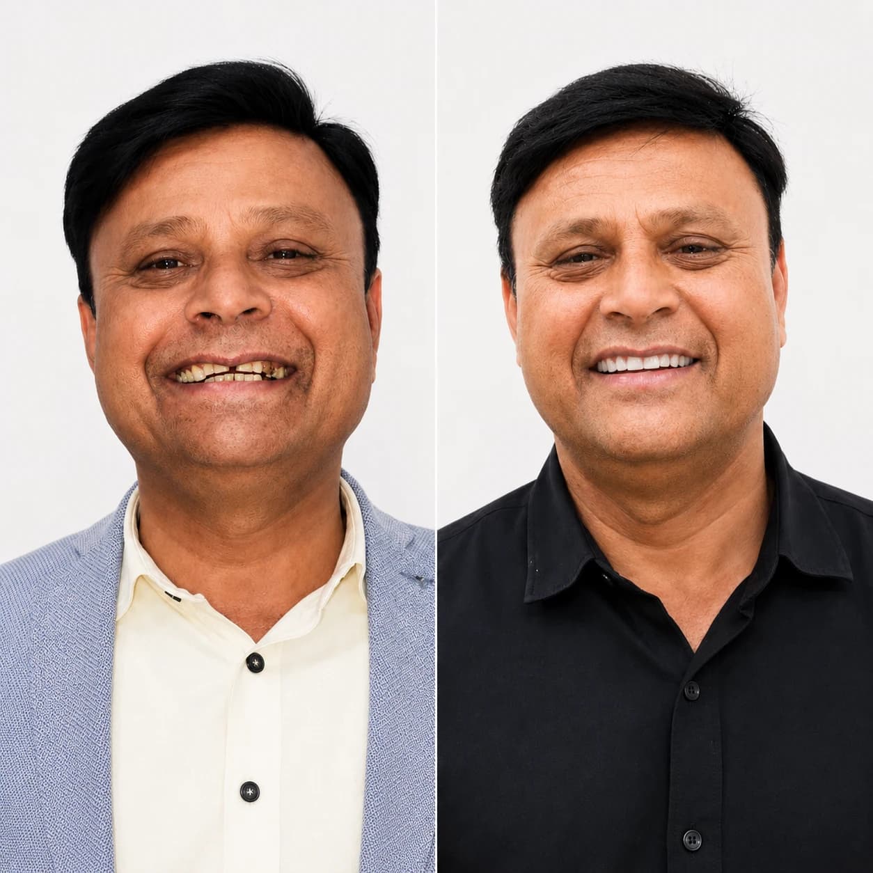Before and after complete smile rehabilitation result